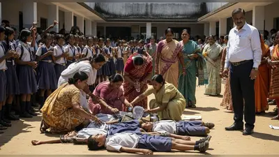बीएसए पिटाई कांड: जांच के बीच प्रधानाचार्य के समर्थन में प्रदर्शन कर रहे कई बच्चे हुए बेहोश, मचा हड़कंप