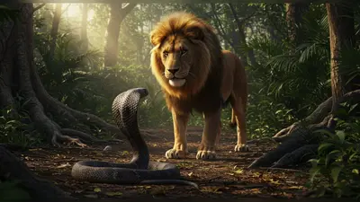 जंगल का असली किंग कौन? जब शेर और कोबरा में हुई जबरदस्त टक्कर, देखिए किसने जीती जंग!