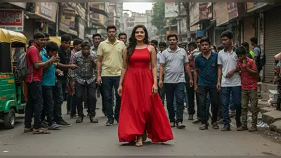 पटना में लाल ड्रेस में दिखी लड़की, अनोखे अंदाज ने खींचा सबका ध्यान, वीडियो वायरल