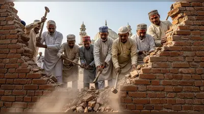 संभल में अनोखी घटना: जुमे की नमाज़ के बाद लोगों ने खुद तोड़ी सरकारी ज़मीन पर बनी मस्जिद की दीवार