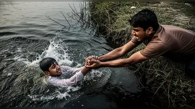 यूपी: उटंगन नदी के गड्ढे में गिरे विष्णु को पानी ने उछाला, भाई ने पकड़ा हाथ; बताई रोंगटे खड़े करने वाली कहानी