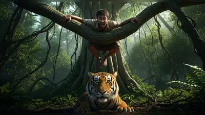 बाघ से जान बचाने को 4 घंटे पेड़ पर लटका शख्स, रोंगटे खड़े कर देने वाला वीडियो वायरल