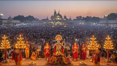 अलौकिक रामलीला: रामनगर में राज्याभिषेक के बाद भोर की आरती में उमड़ा लाखों का सैलाब, तस्वीरें वायरल