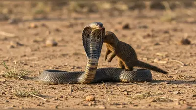 फन फैलाए बैठे 4 फीट के कोबरा पर एक फुट के नेवले का जानलेवा हमला, ऐसे खत्म हुआ सांप का खेल!