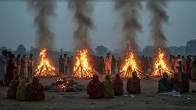 उत्तर प्रदेश: उंटगन हादसे ने छीन लीं 12 जिंदगियां, चीखें और मातम; एक साथ जलीं चार चिताएं, तस्वीरें दिल दहला देंगी