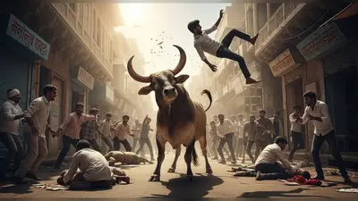 अलीगढ़ में सांड का खूनी तांडव: दो की मौत, कई घायल; युवक को सींग पर उछालने का वीडियो वायरल