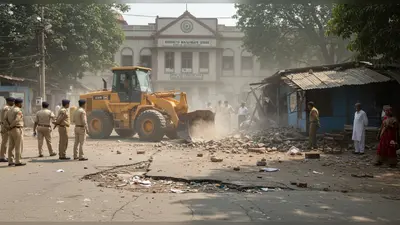 लखनऊ में गरजा बुलडोजर: डीएम ऑफिस के पास सड़क-फुटपाथ पर बने वकीलों के 20 चैंबर ध्वस्त