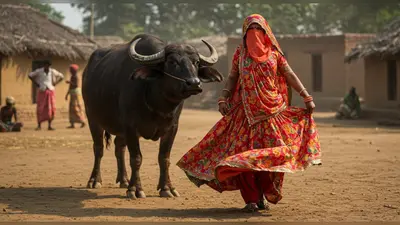 वायरल: घूंघट में महिला का भैंस संग ‘हद पार’ डांस, सोशल मीडिया पर मचा बवाल