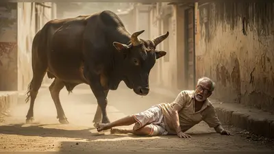 सांड से भिड़ना चाचा को पड़ा भारी, फिर जो हुआ उसकी कल्पना भी मुश्किल, वीडियो वायरल