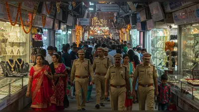 दिवाली से पहले बरेली के सराफा बाजार में पुलिस का सख्त पहरा, अधिकारियों ने पैदल घूमकर दिया सुरक्षा का संदेश