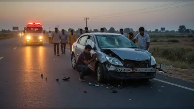 हाथरस में भीषण सड़क हादसा: अज्ञात वाहन ने कार को मारी टक्कर, पिता-पुत्र गंभीर घायल, FIR दर्ज