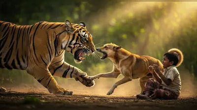 बाघ के हमले से बच्चे को कुत्ते ने बचाया, जान बचाने के लिए किया ऐसा हैरान कर देने वाला काम!