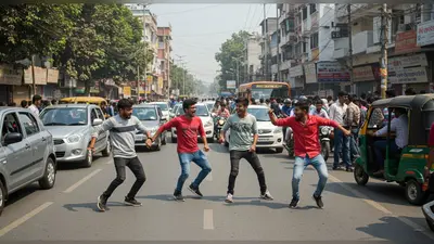 सड़क पर हरियाणवी गानों पर थिरके लड़के, लगा लंबा ट्रैफिक जाम: वीडियो हुआ वायरल!
