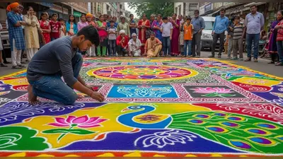 लड़के ने बीच सड़क पर बनाई कमाल की रंगोली, वीडियो वायरल होने पर लोग हुए हैरान!