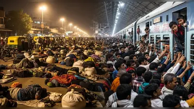 सूरत-दिल्ली स्टेशनों पर बिहार-यूपी जाने वालों का सैलाब: हजारों ने सड़क पर काटी रात, प्लेटफॉर्म हुए खचाखच
