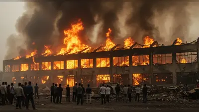हाथरस: गलीचा फैक्टरी में लगी भीषण आग, छत ढही, करोड़ों का कच्चा-तैयार माल और मशीनें जलकर राख, मची अफरा-तफरी