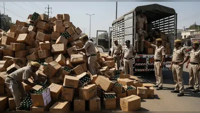 बिहार चुनाव के लिए जा रही 25 लाख की शराब अलीगढ़ में पकड़ी, कैंटर चालक फरार!