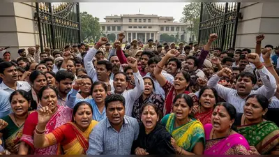 69000 शिक्षक भर्ती: आरक्षित अभ्यर्थियों का मंत्री आवास पर हंगामा, आत्मदाह की चेतावनी से गरमाया माहौल