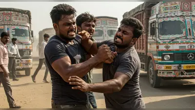 ट्रक ड्राइवरों की खूनी भिड़ंत का वायरल वीडियो: सरेआम दबोचे एक-दूसरे के गले, मचा जबरदस्त हंगामा!