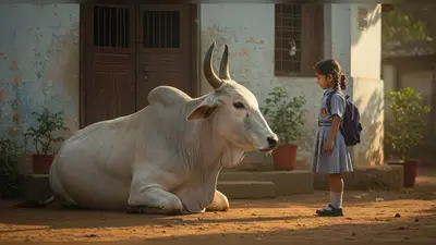 वायरल: स्कूल जा रही बच्ची ने घर के बाहर बैठे सांड से की प्यारी बातें, वीडियो देख भावुक हुए लोग